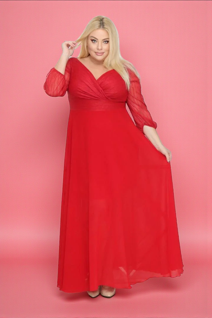 Sukienka klasyczna lekka zwiewna rozkloszowana czerwona. A012.MEGA WYPRZEDAŻ!